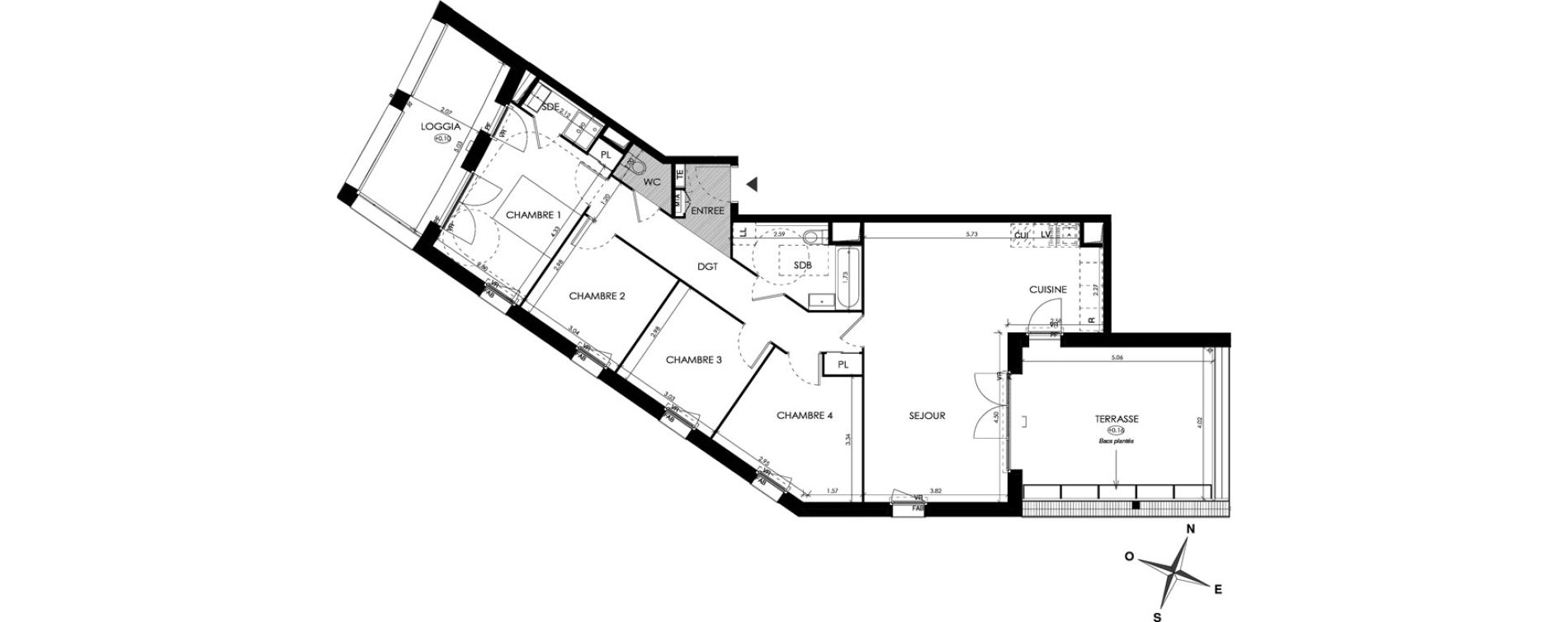 Appartement T5 de 100,10 m2 &agrave; Montpellier R&eacute;publique