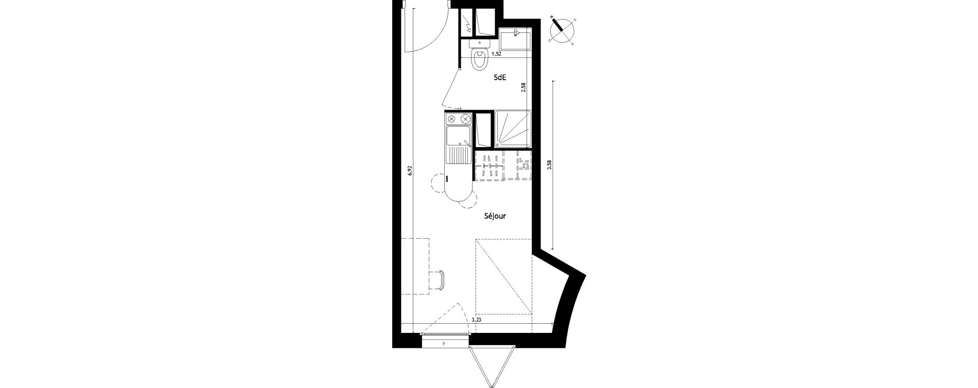 Appartement T1 de 18,90 m2 &agrave; Montpellier Figuerolles