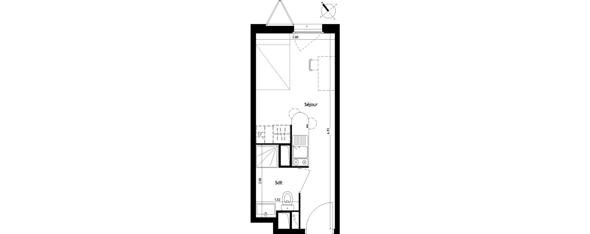 Appartement T1 de 18,00 m2 &agrave; Montpellier Figuerolles