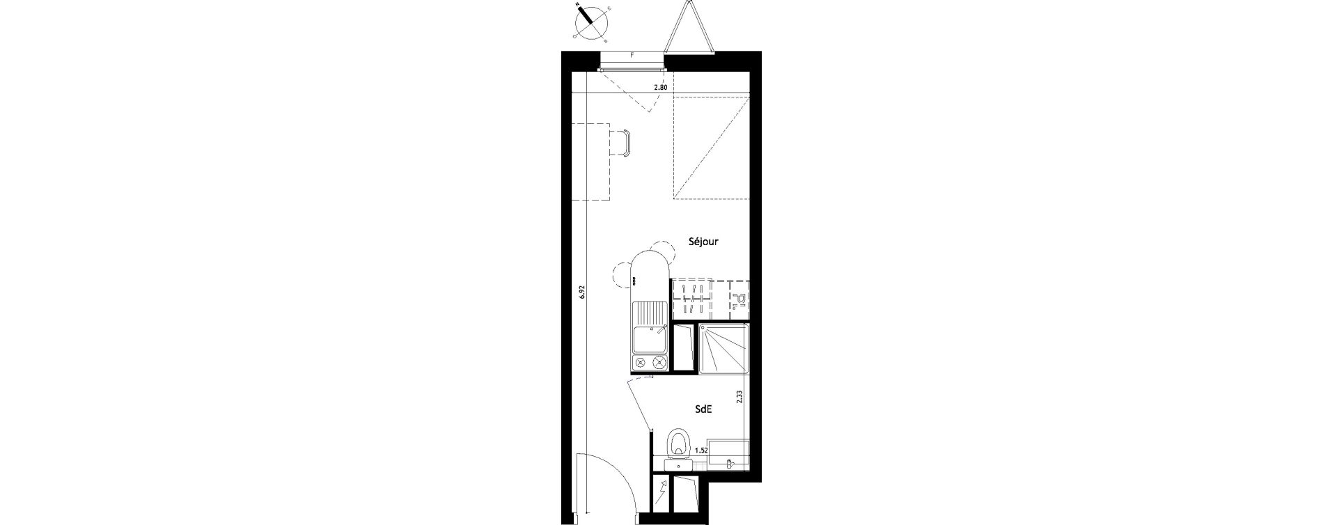 Appartement T1 de 17,90 m2 &agrave; Montpellier Figuerolles