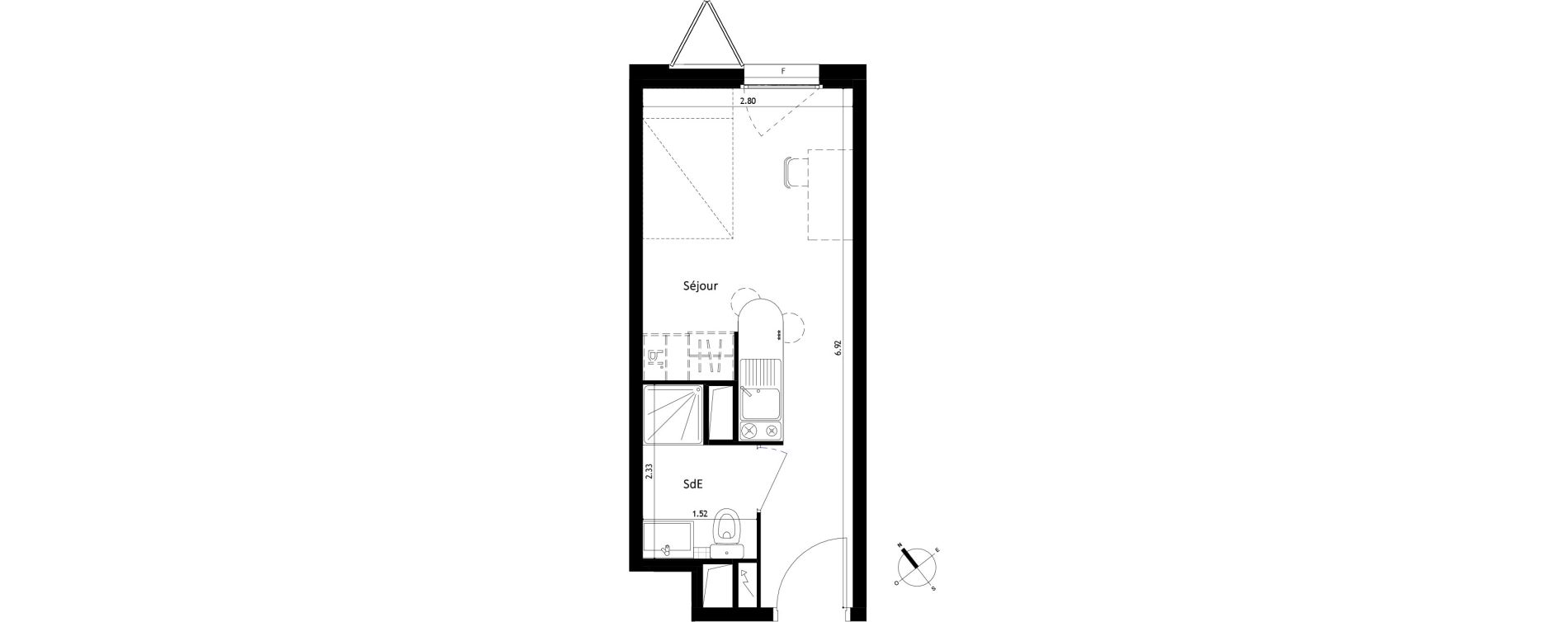 Appartement T1 de 17,90 m2 &agrave; Montpellier Figuerolles