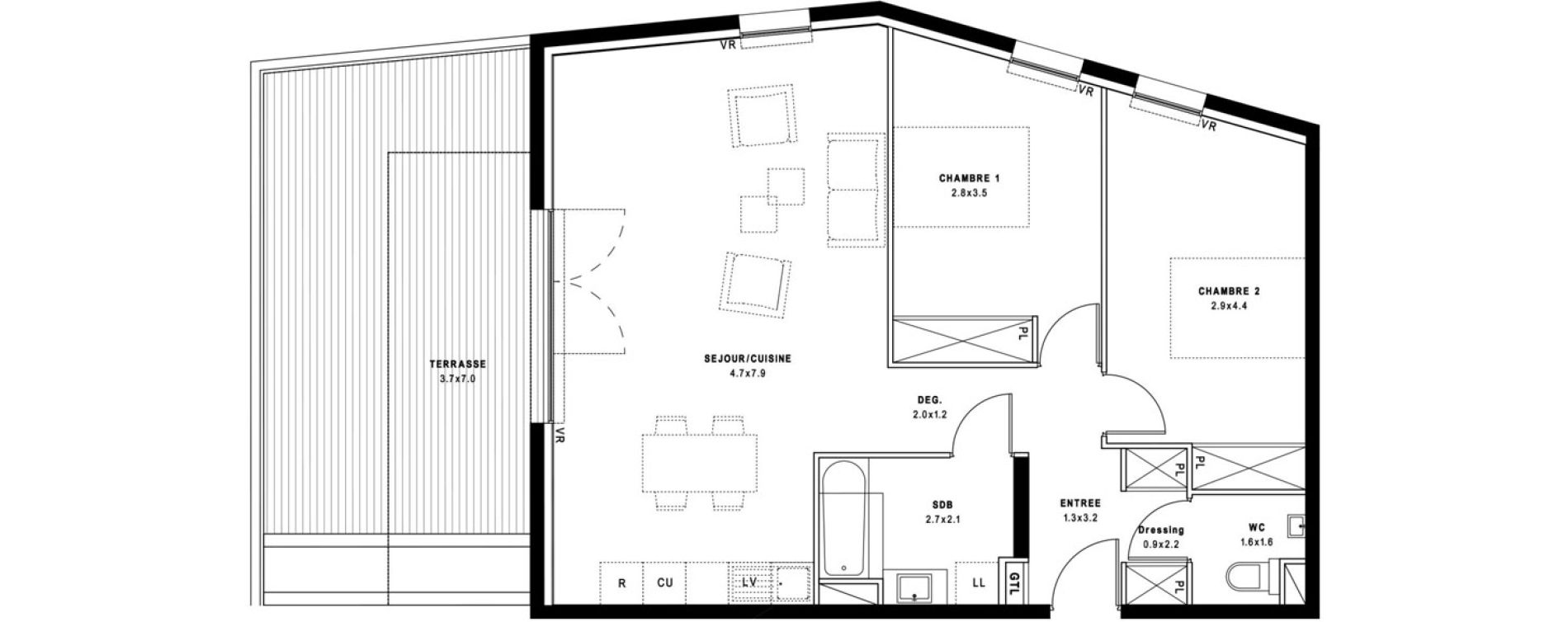 Appartement T3 de 77,10 m2 &agrave; Montpellier Port marianne