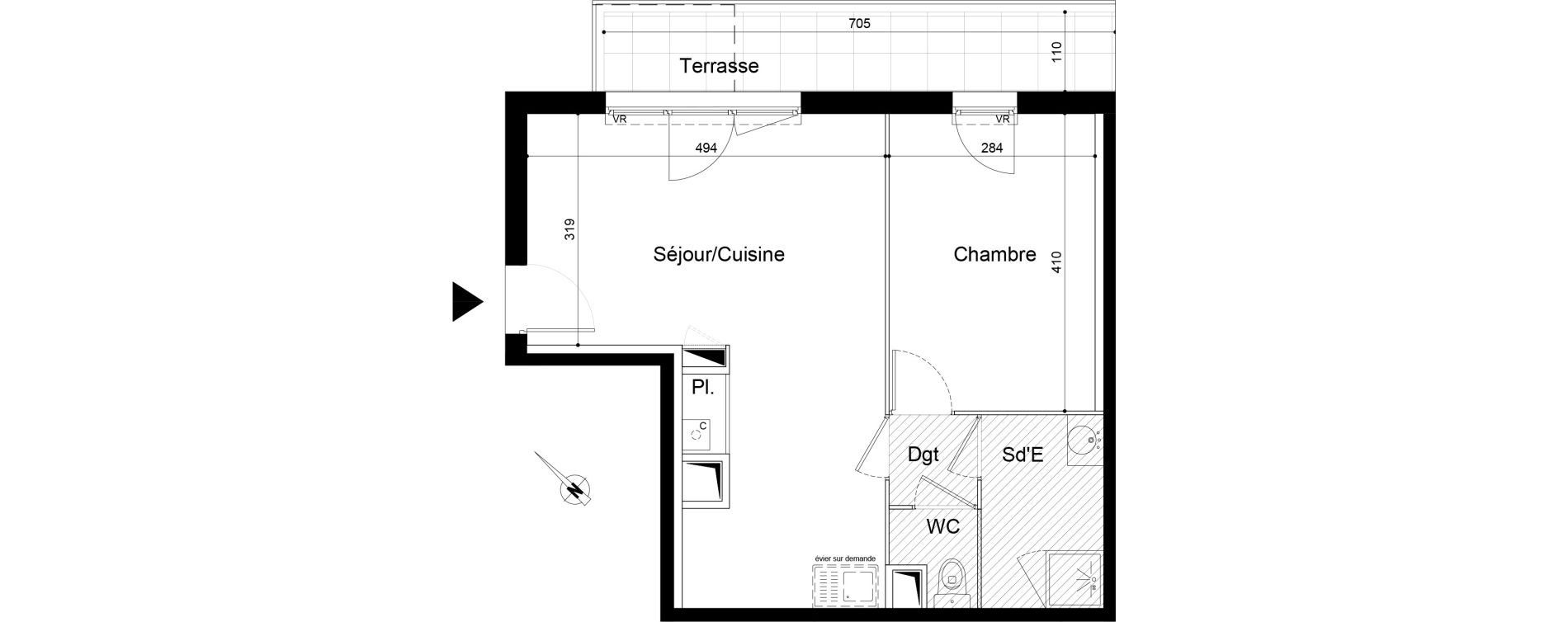 Appartement T2 de 44,25 m2 &agrave; Montpellier La chamberte