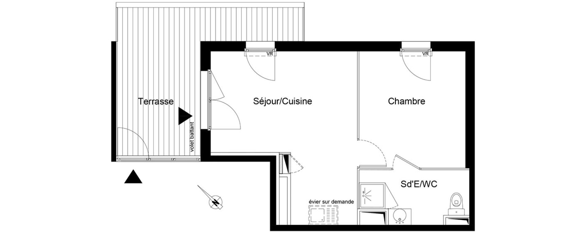 Appartement T2 de 35,40 m2 &agrave; Montpellier La chamberte
