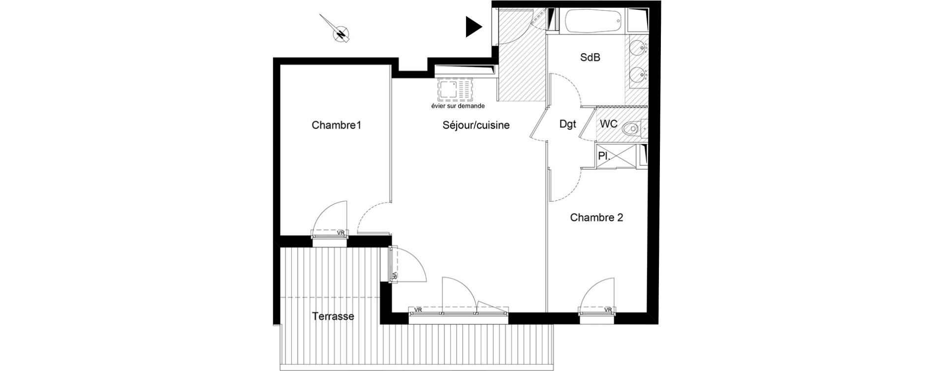 Appartement T3 de 58,80 m2 &agrave; Montpellier La chamberte