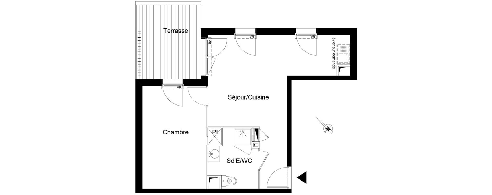 Appartement T2 de 40,85 m2 &agrave; Montpellier La chamberte