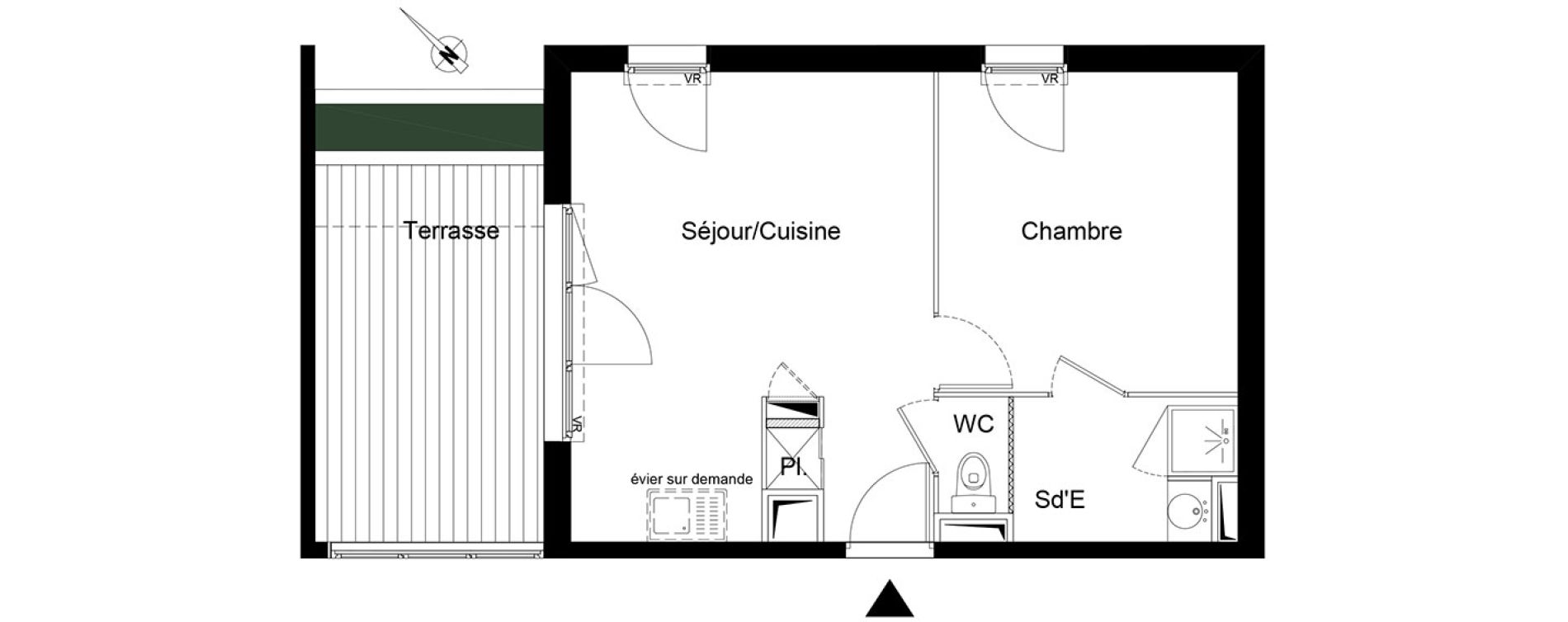 Appartement T2 de 38,75 m2 &agrave; Montpellier La chamberte