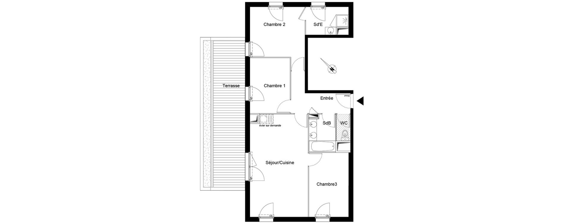 Appartement T4 de 71,90 m2 &agrave; Montpellier La chamberte