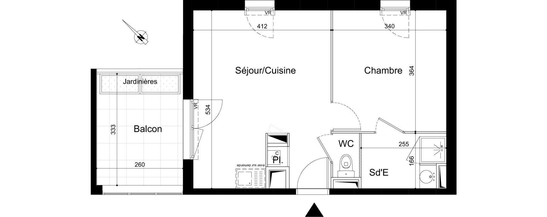 Appartement T2 de 38,65 m2 &agrave; Montpellier La chamberte