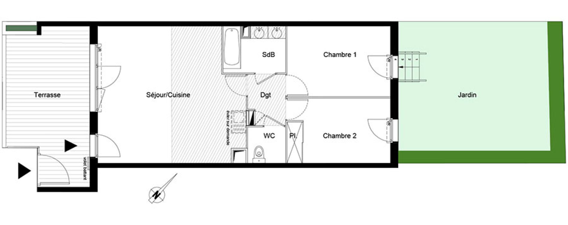 Appartement T3 de 62,00 m2 &agrave; Montpellier La chamberte