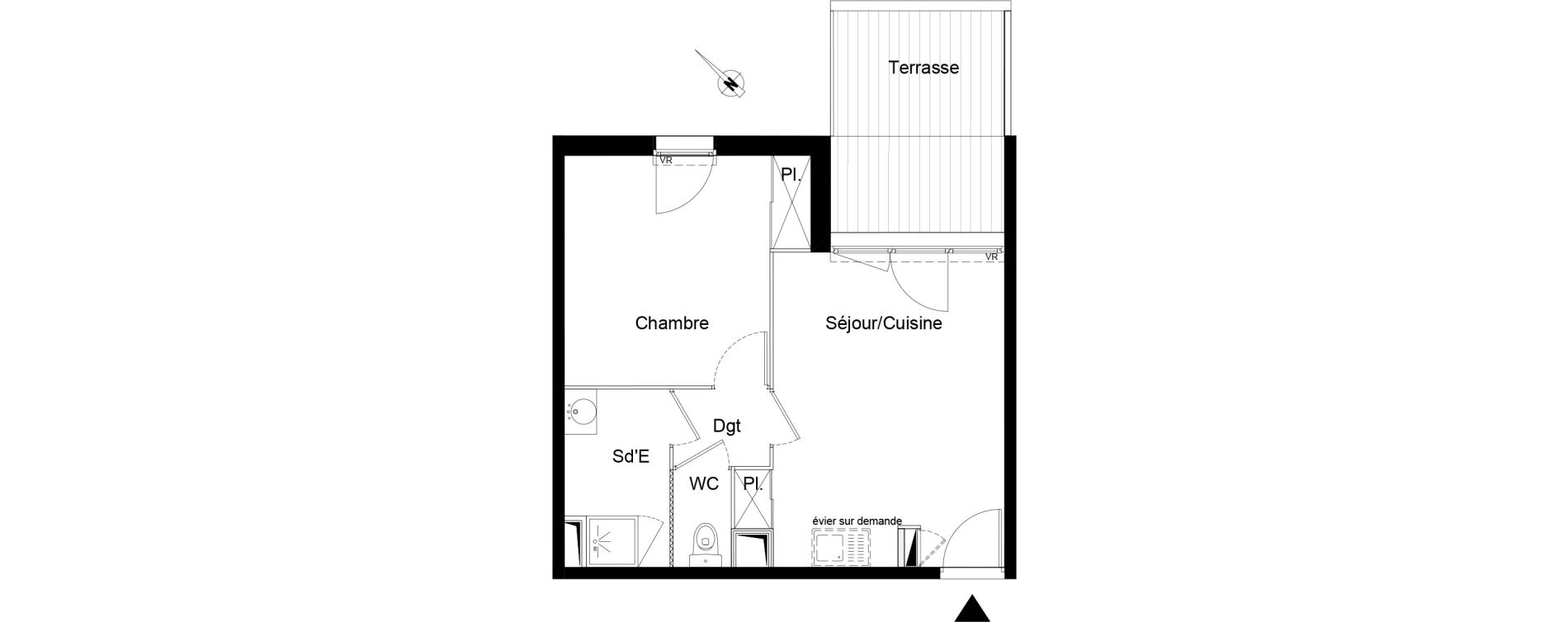 Appartement T2 de 37,80 m2 &agrave; Montpellier La chamberte