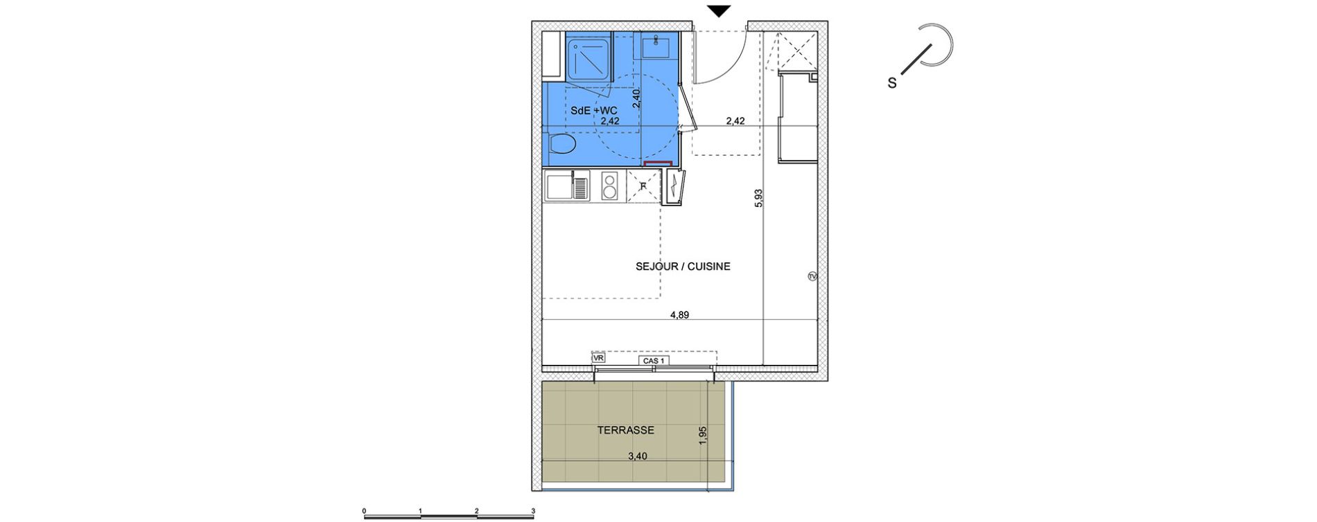 Appartement T1 de 28,20 m2 &agrave; Montpellier Hopitaux-facultes