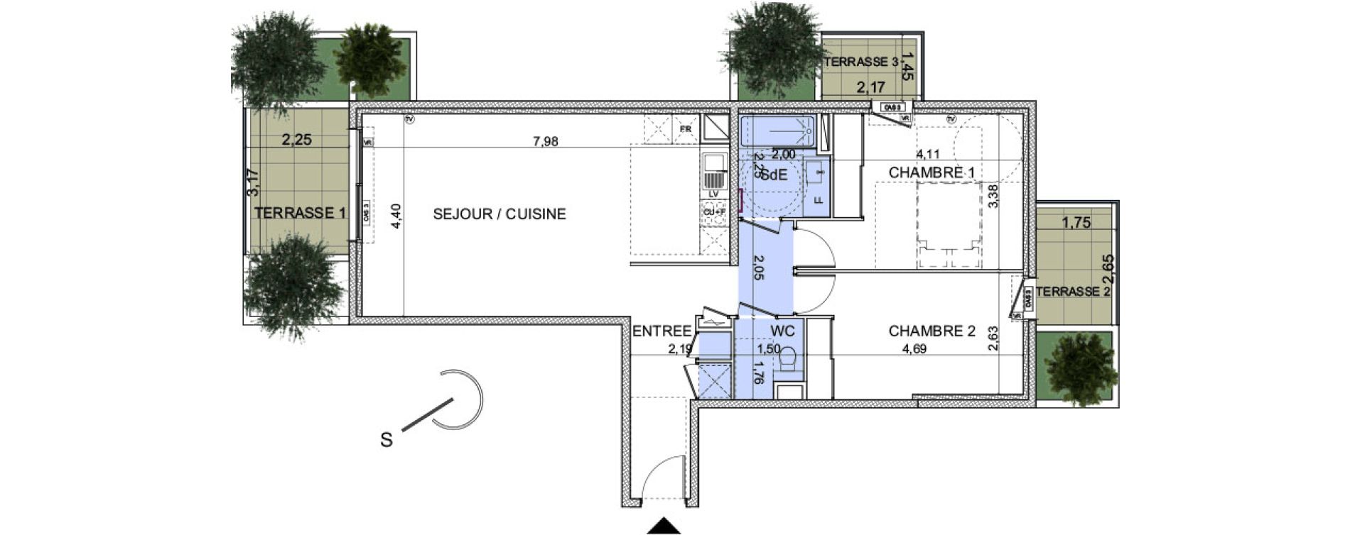 Appartement T3 de 78,00 m2 &agrave; Montpellier Hopitaux-facultes