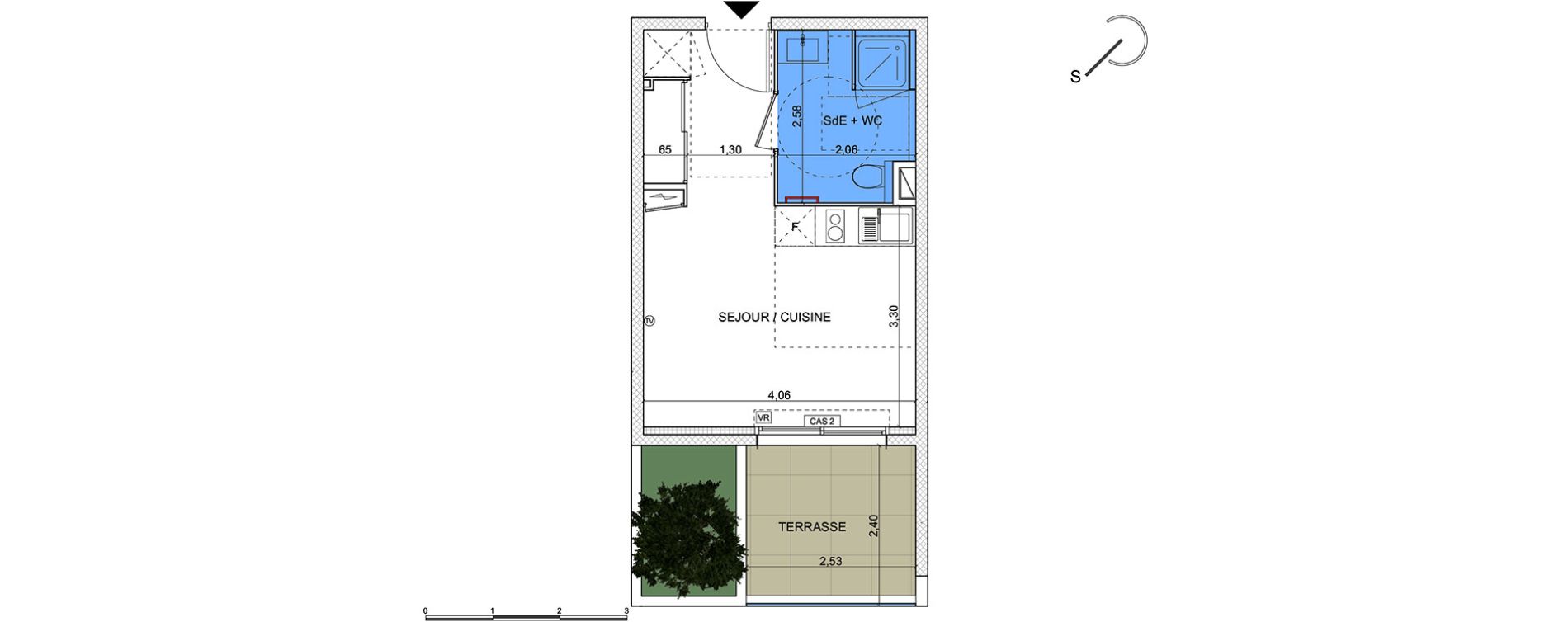 Appartement T1 de 23,50 m2 &agrave; Montpellier Hopitaux-facultes