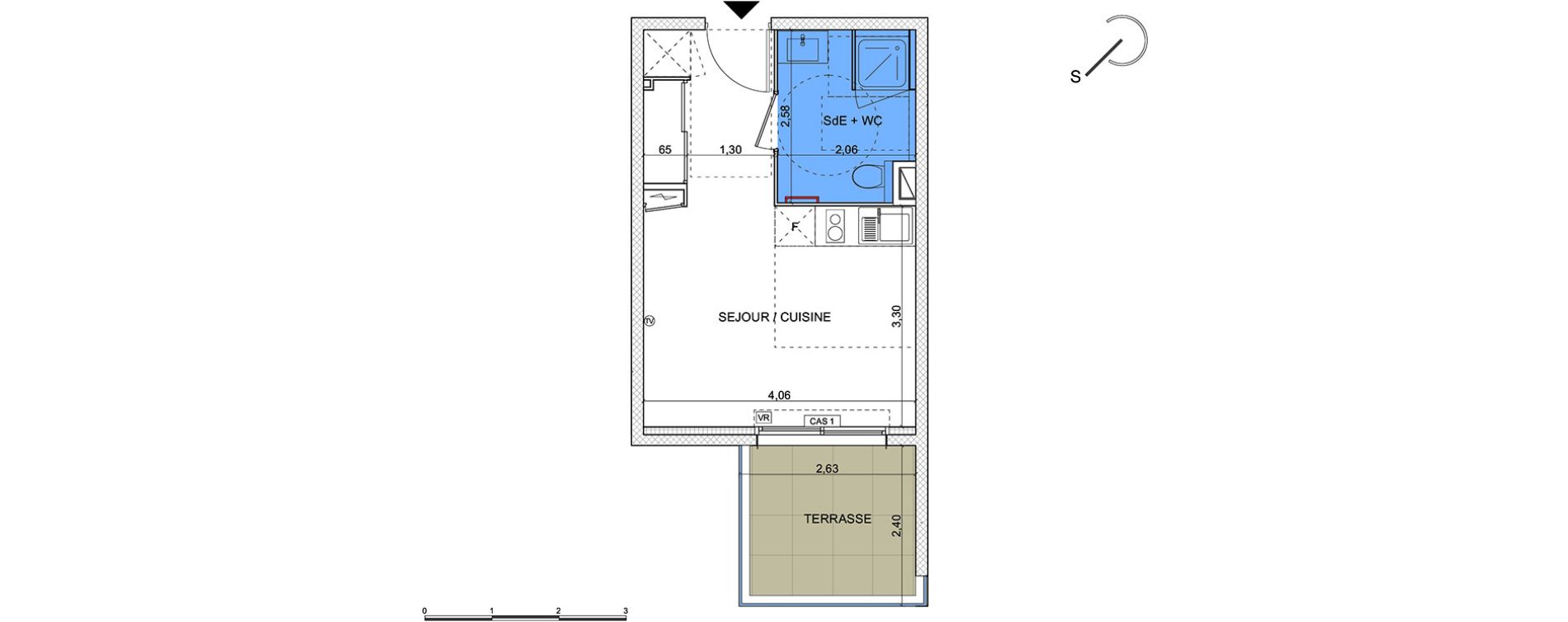 Appartement T1 de 23,50 m2 &agrave; Montpellier Hopitaux-facultes