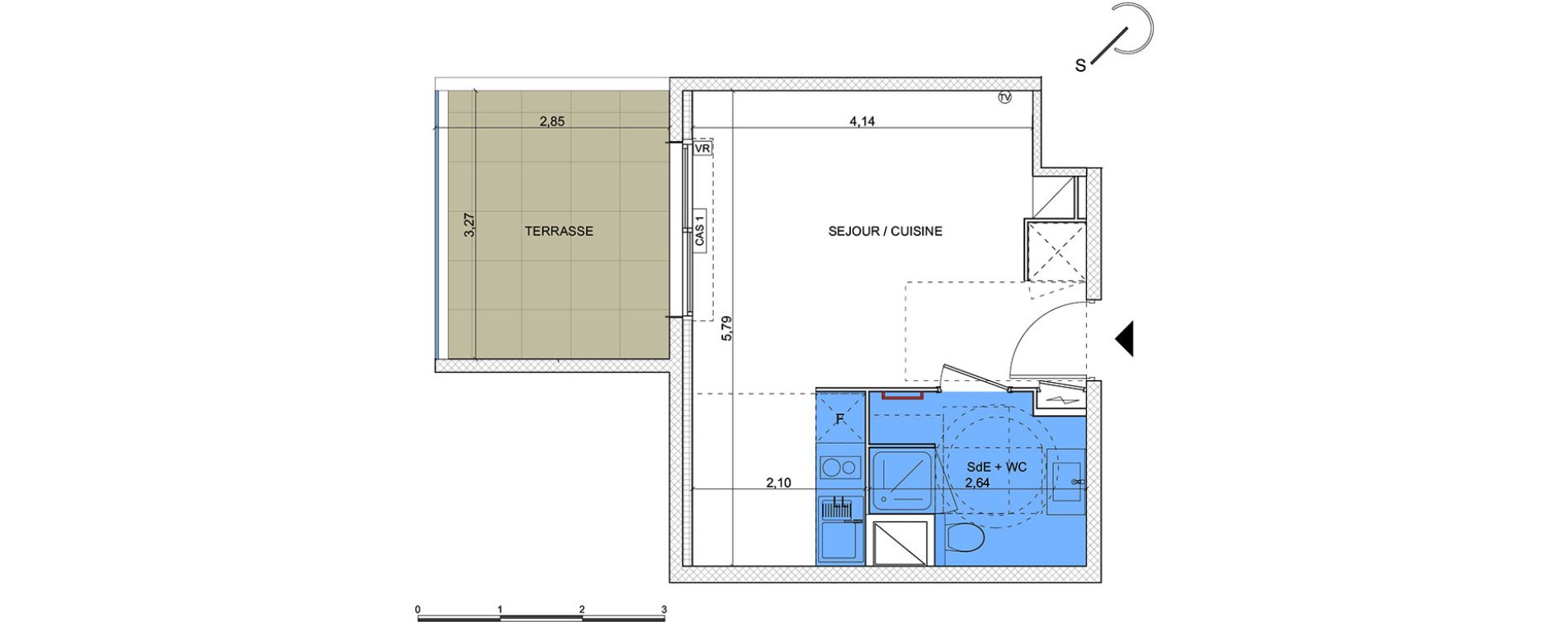 Appartement T1 de 26,15 m2 &agrave; Montpellier Hopitaux-facultes