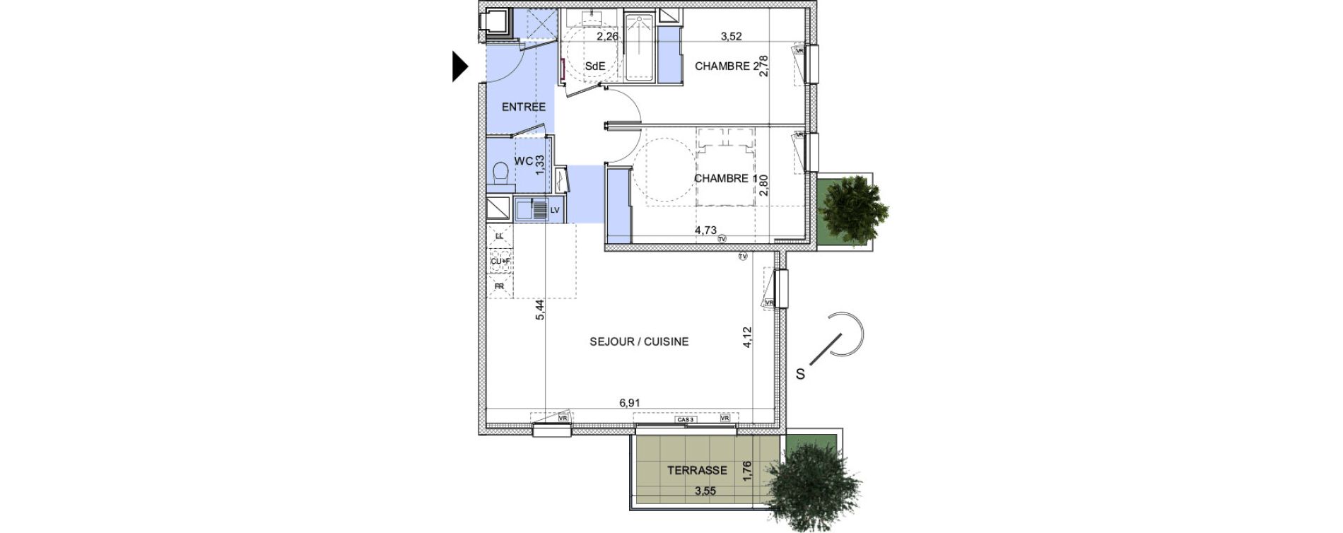 Appartement T3 de 69,40 m2 &agrave; Montpellier Hopitaux-facultes