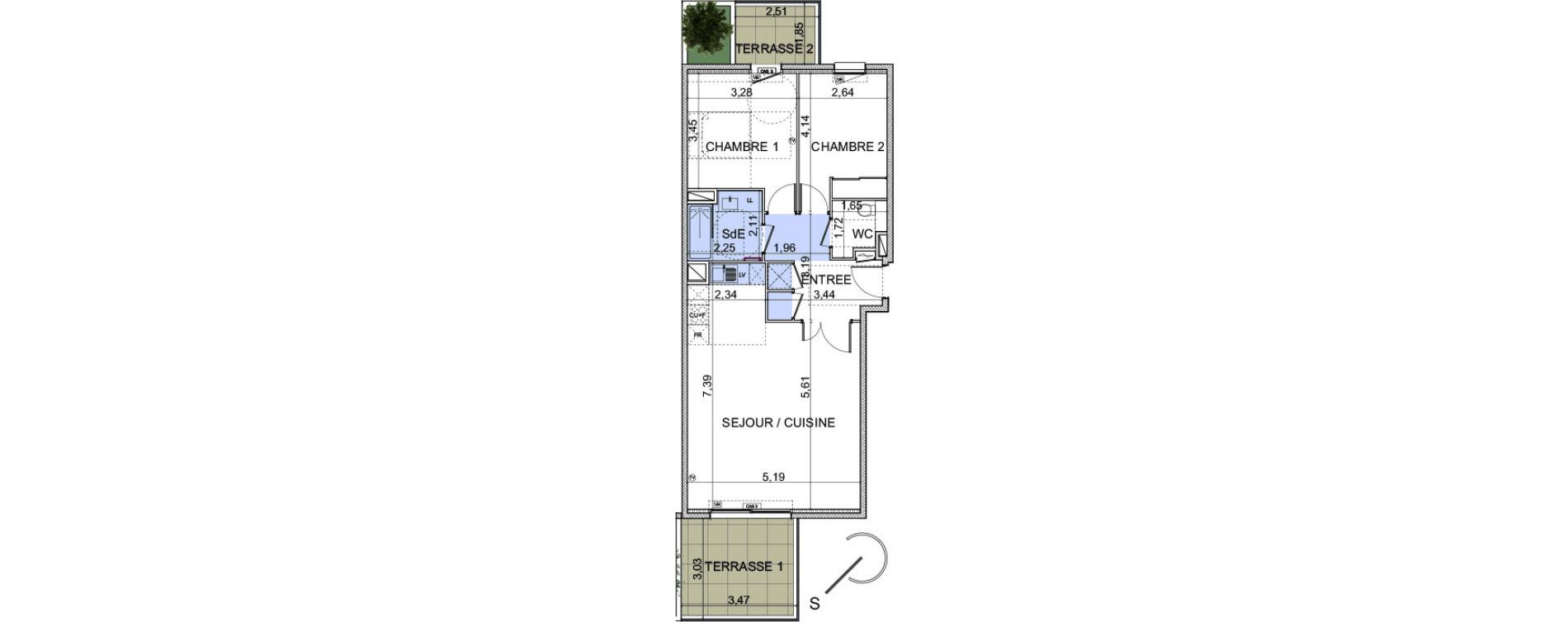 Appartement T3 de 70,50 m2 &agrave; Montpellier Hopitaux-facultes