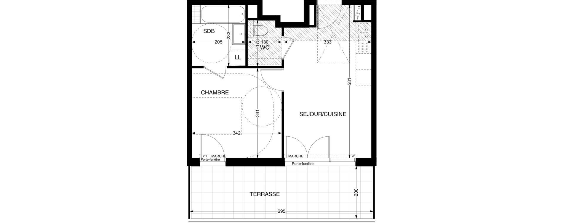 Appartement T2 de 36,51 m2 &agrave; Montpellier Centre