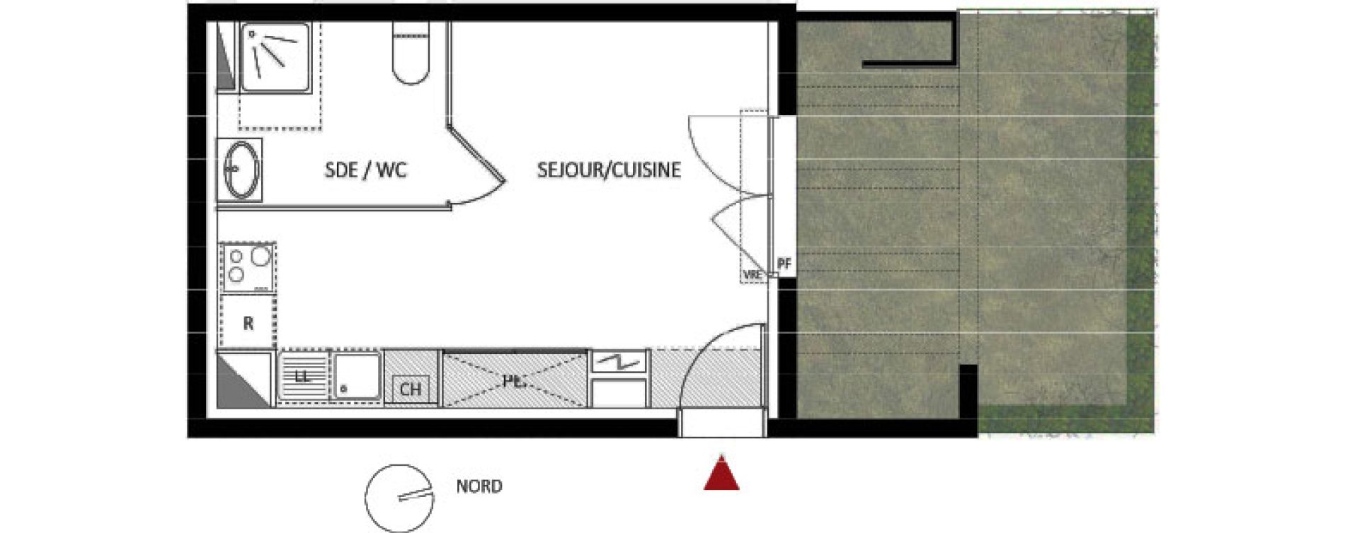 Appartement T1 de 24,70 m2 &agrave; Montpellier Les grezes