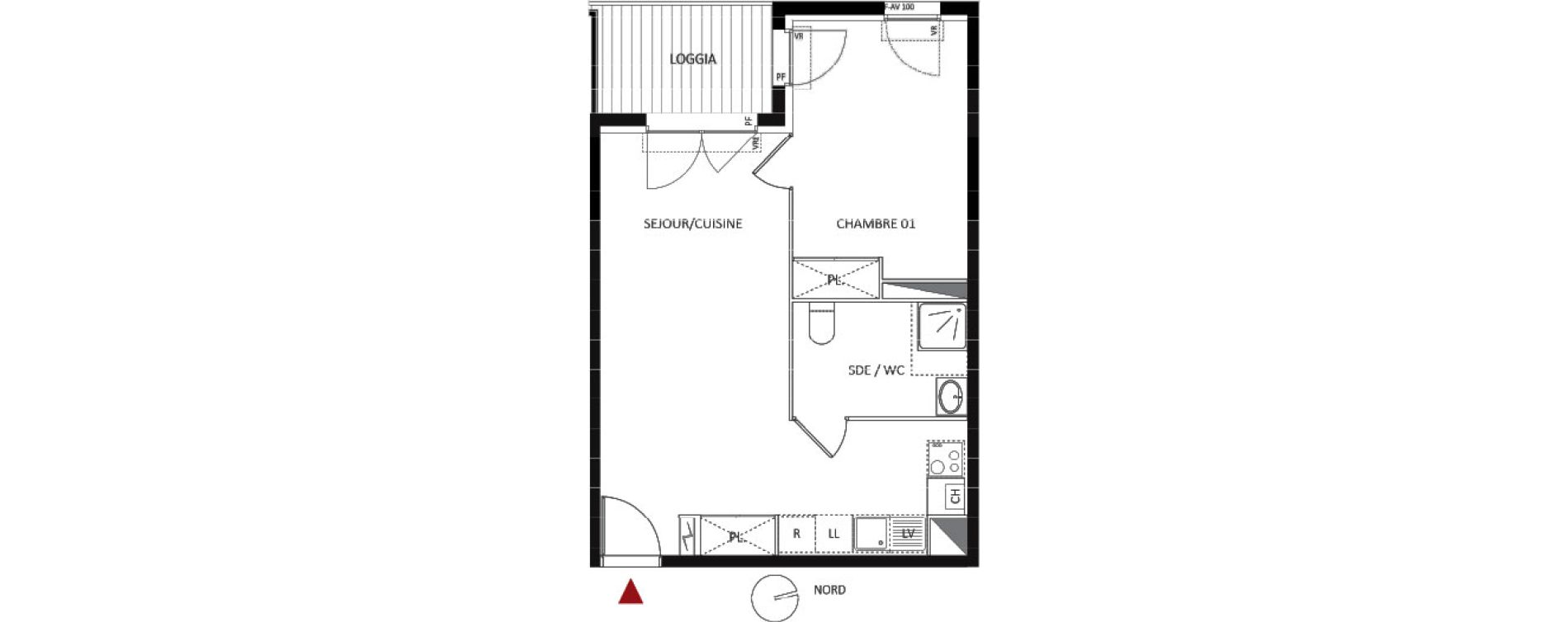 Appartement T2 de 43,50 m2 &agrave; Montpellier Les grezes