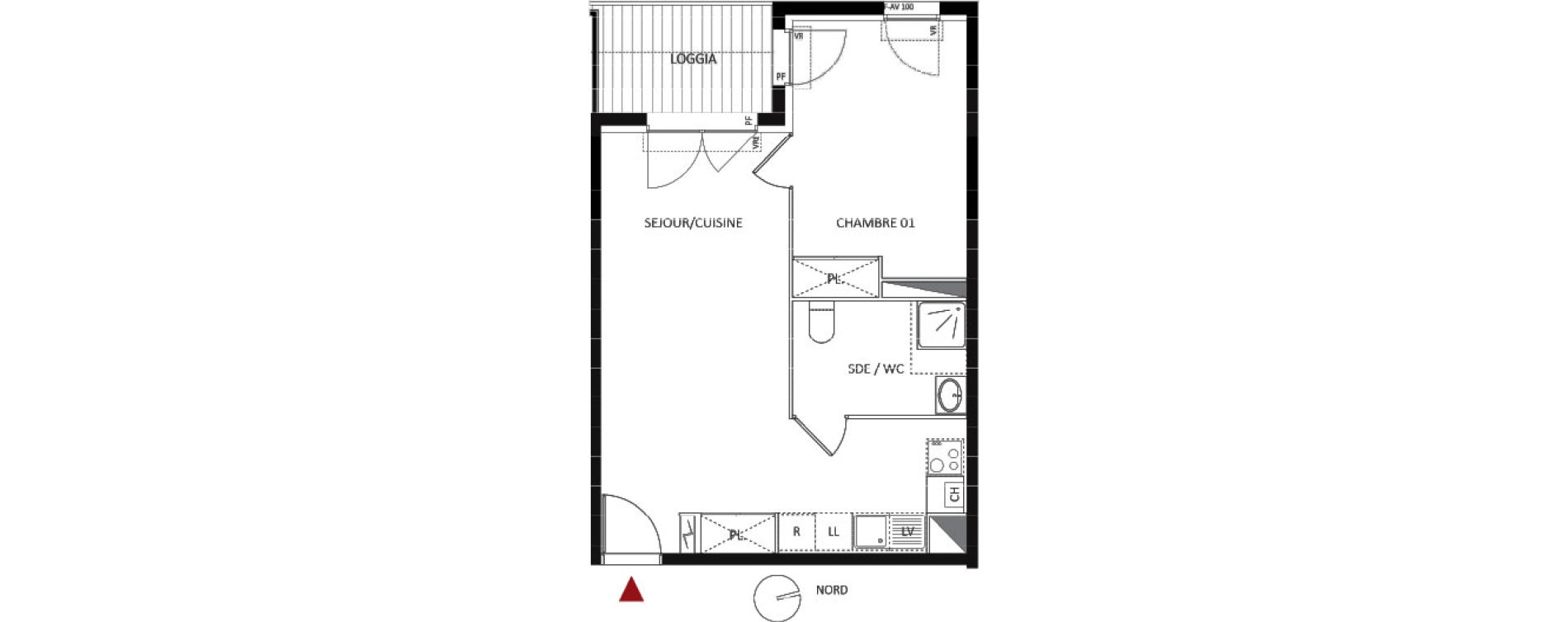 Appartement T2 de 43,50 m2 &agrave; Montpellier Les grezes