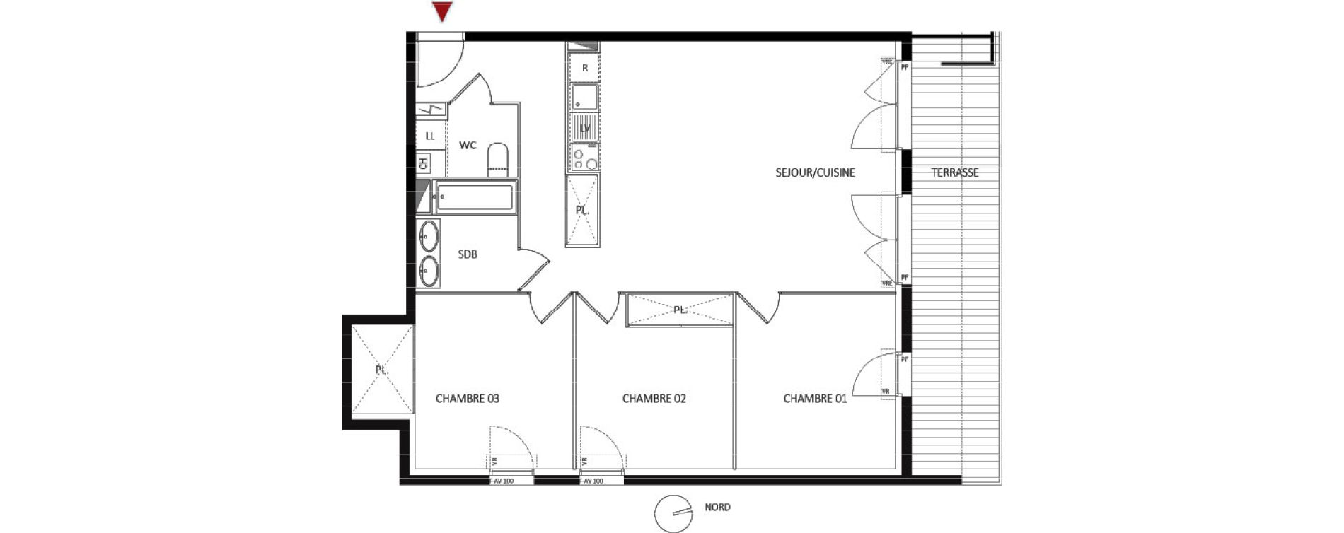 Appartement T4 de 82,80 m2 &agrave; Montpellier Les grezes