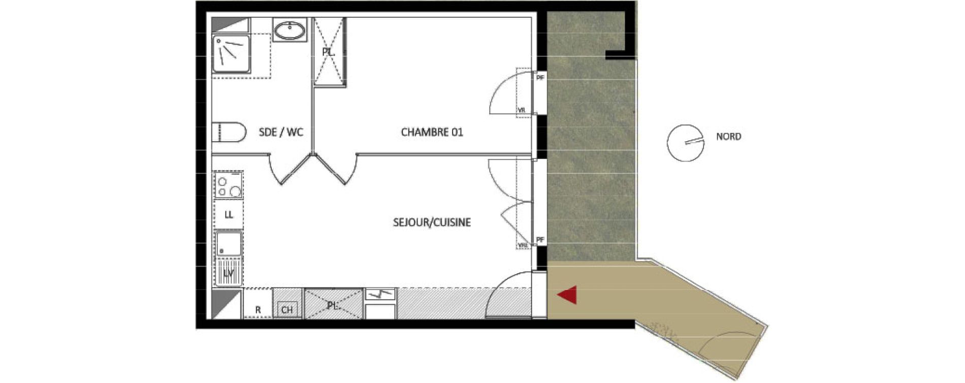 Appartement T2 de 38,70 m2 &agrave; Montpellier Les grezes