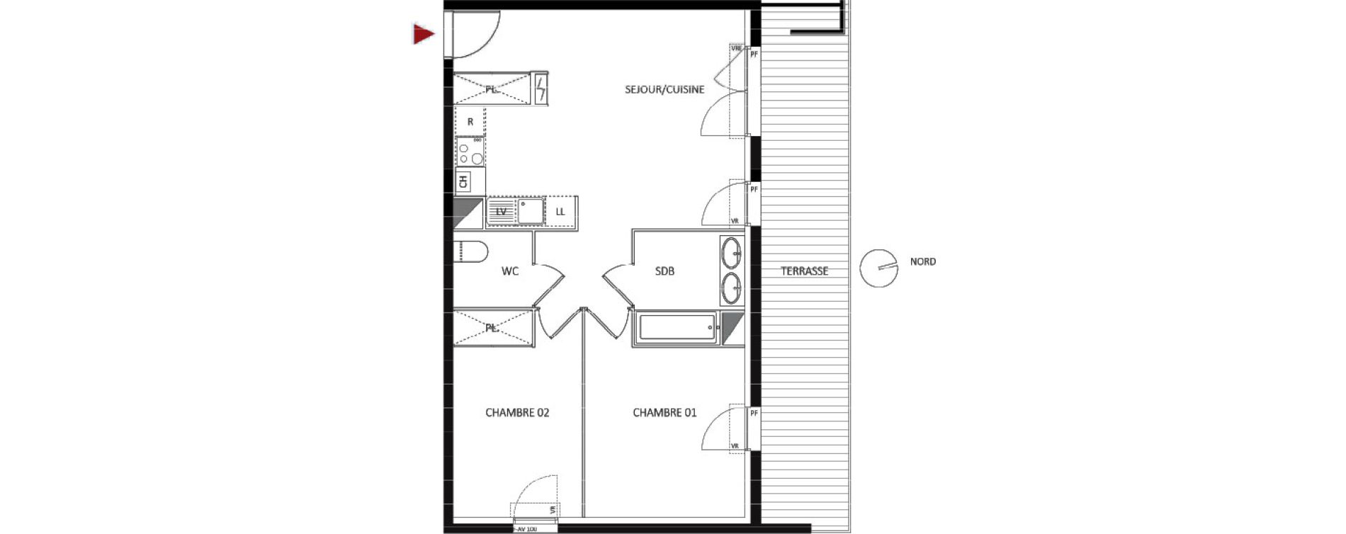 Appartement T3 de 57,20 m2 &agrave; Montpellier Les grezes