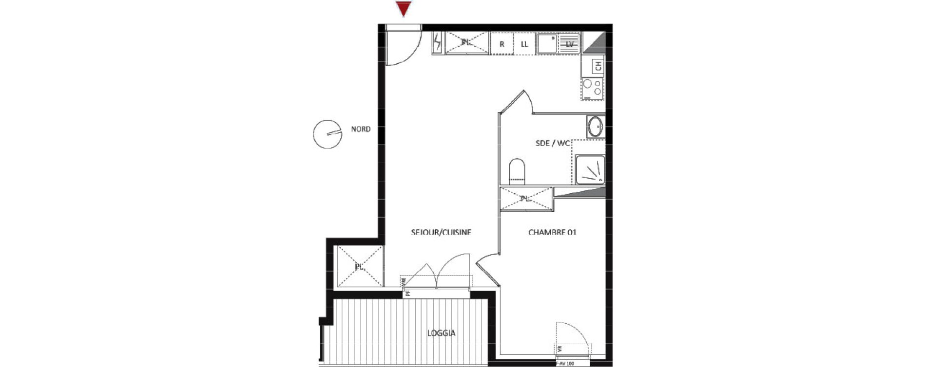 Appartement T2 de 44,40 m2 &agrave; Montpellier Les grezes