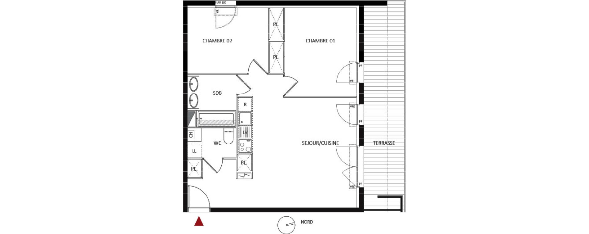 Appartement T3 de 61,00 m2 &agrave; Montpellier Les grezes
