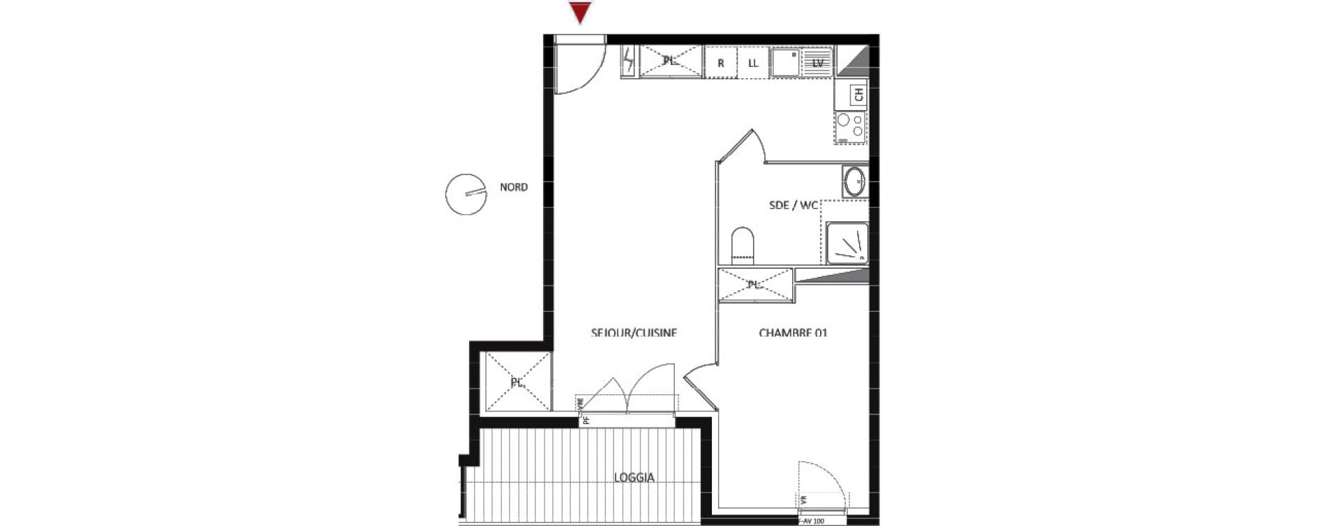 Appartement T2 de 44,40 m2 &agrave; Montpellier Les grezes