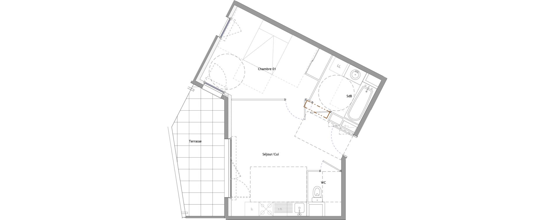 Appartement T2 de 40,70 m2 &agrave; Montpellier Marquerose