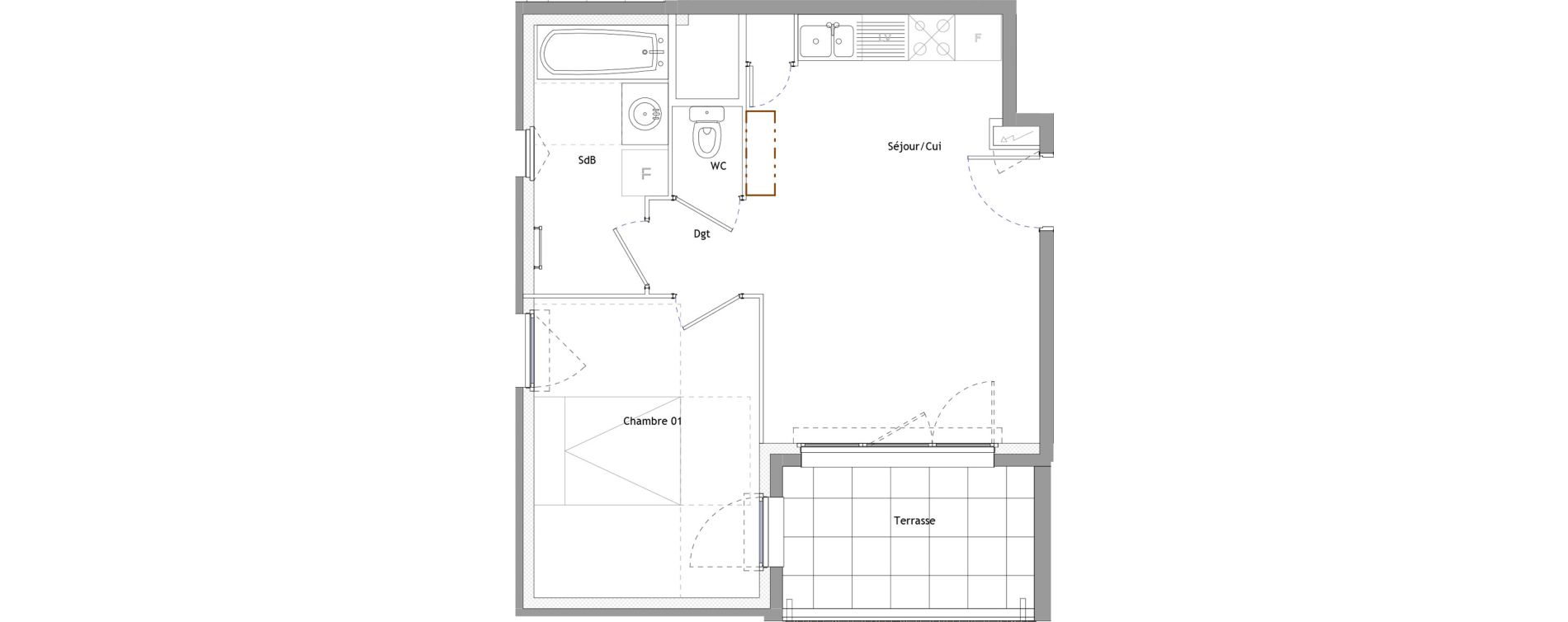 Appartement T2 de 39,40 m2 &agrave; Montpellier Marquerose