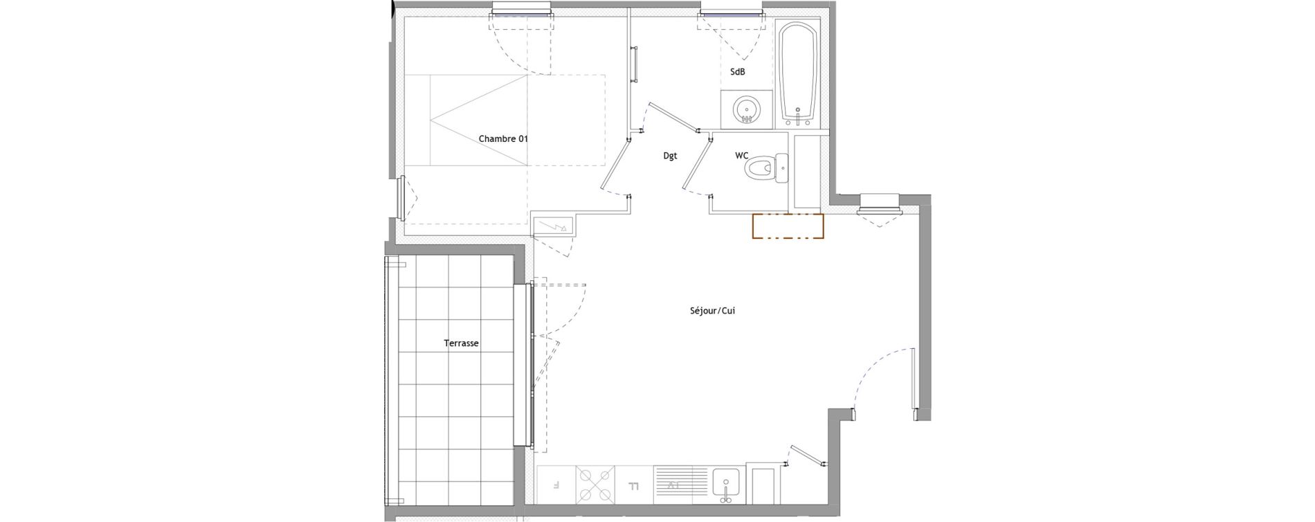 Appartement T2 de 38,00 m2 &agrave; Montpellier Marquerose