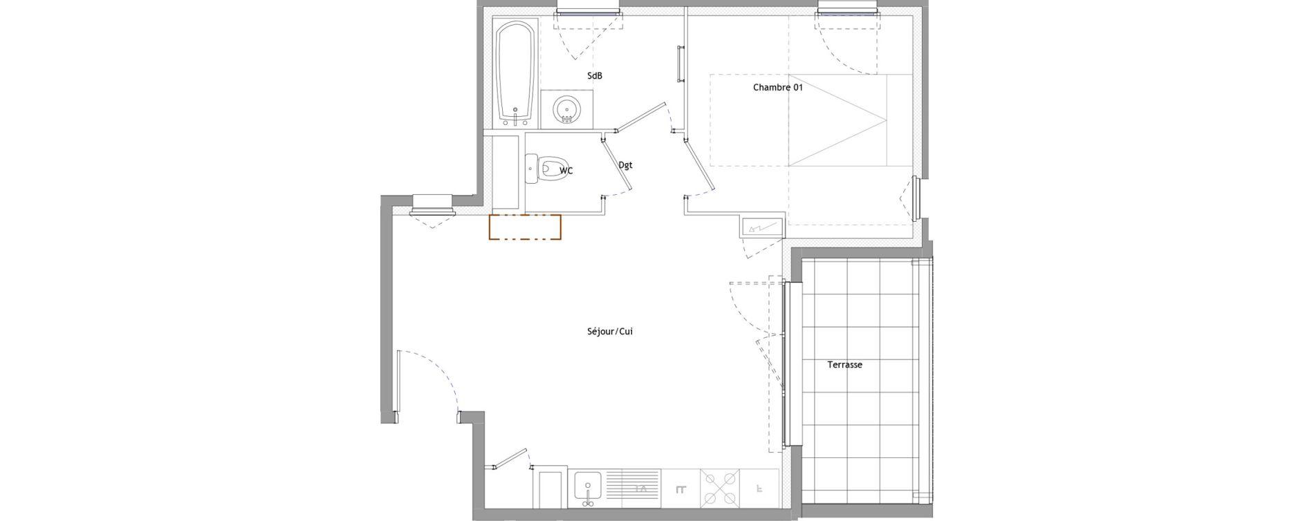 Appartement T2 de 38,00 m2 &agrave; Montpellier Marquerose