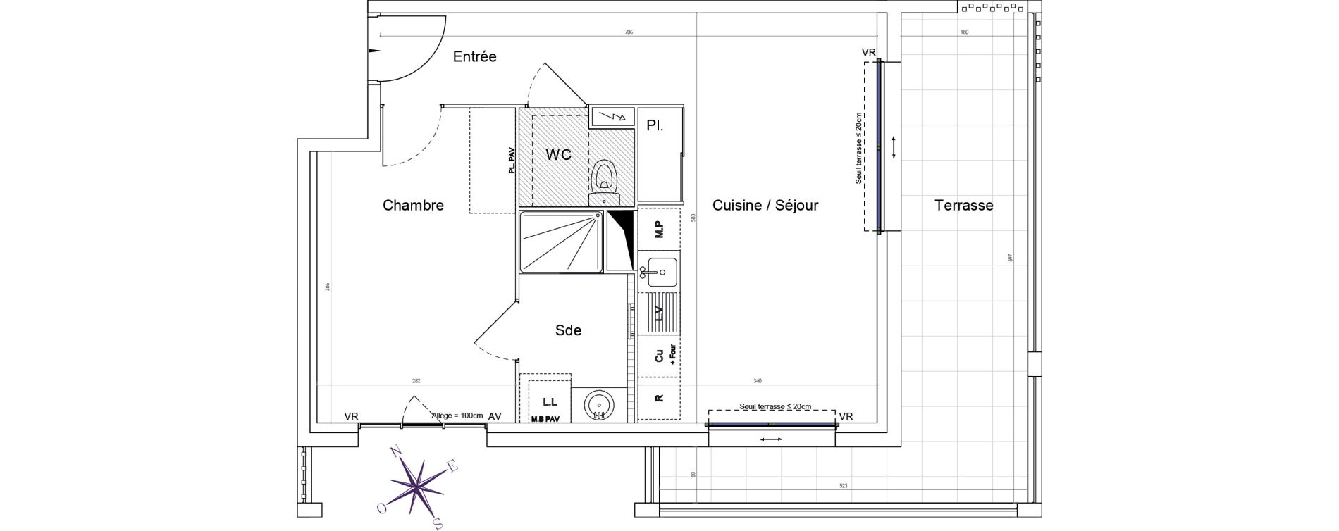 Appartement T2 de 43,30 m2 &agrave; Montpellier Tournezy