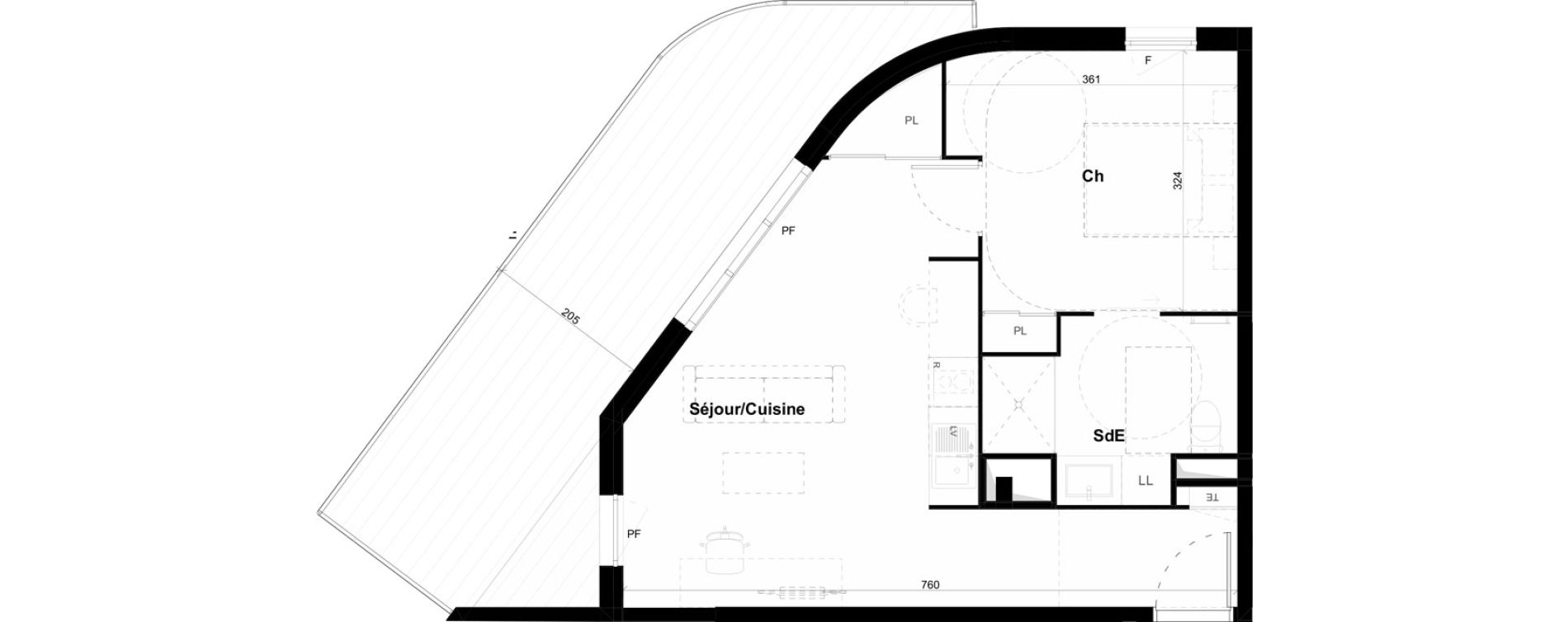 Appartement T2 de 42,10 m2 &agrave; Montpellier Val de croze