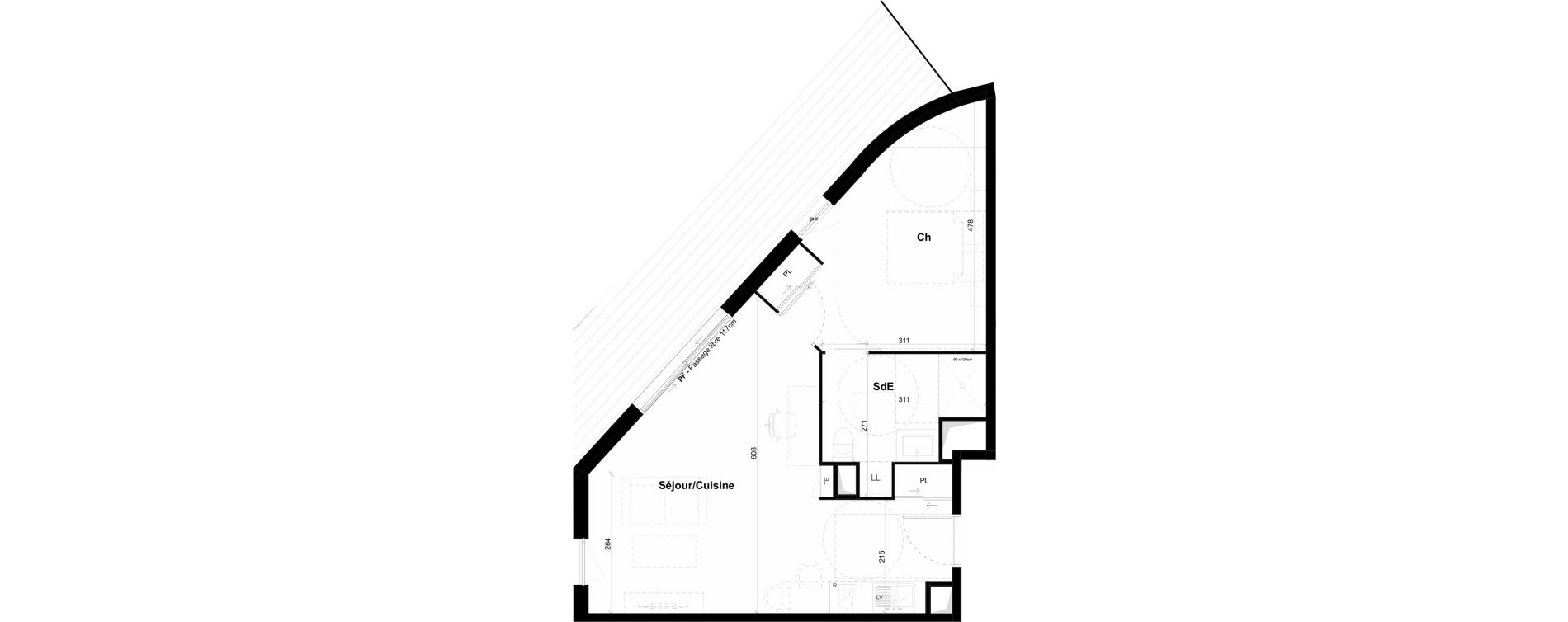 Appartement T2 de 46,20 m2 &agrave; Montpellier Val de croze