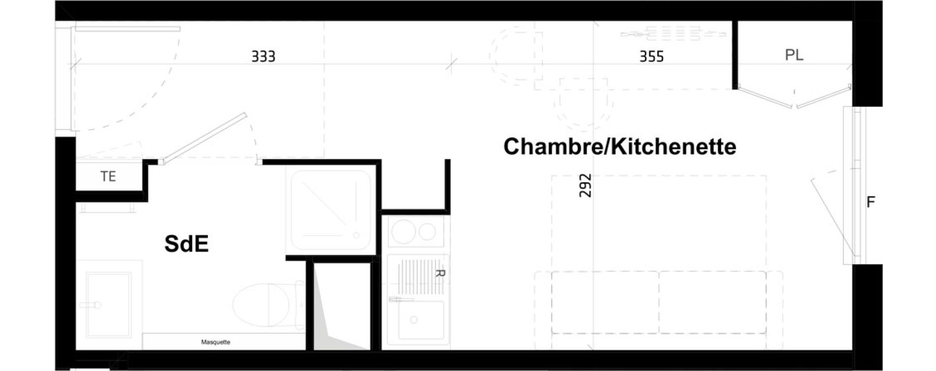 Appartement T1 de 19,00 m2 &agrave; Montpellier Val de croze