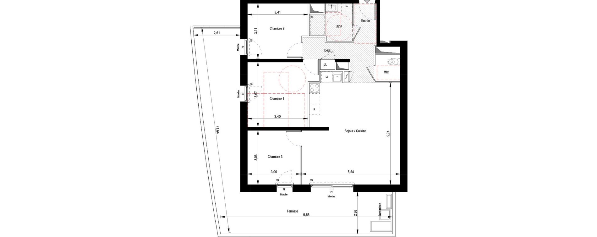 Appartement T4 de 79,20 m2 &agrave; Montpellier La pompignane