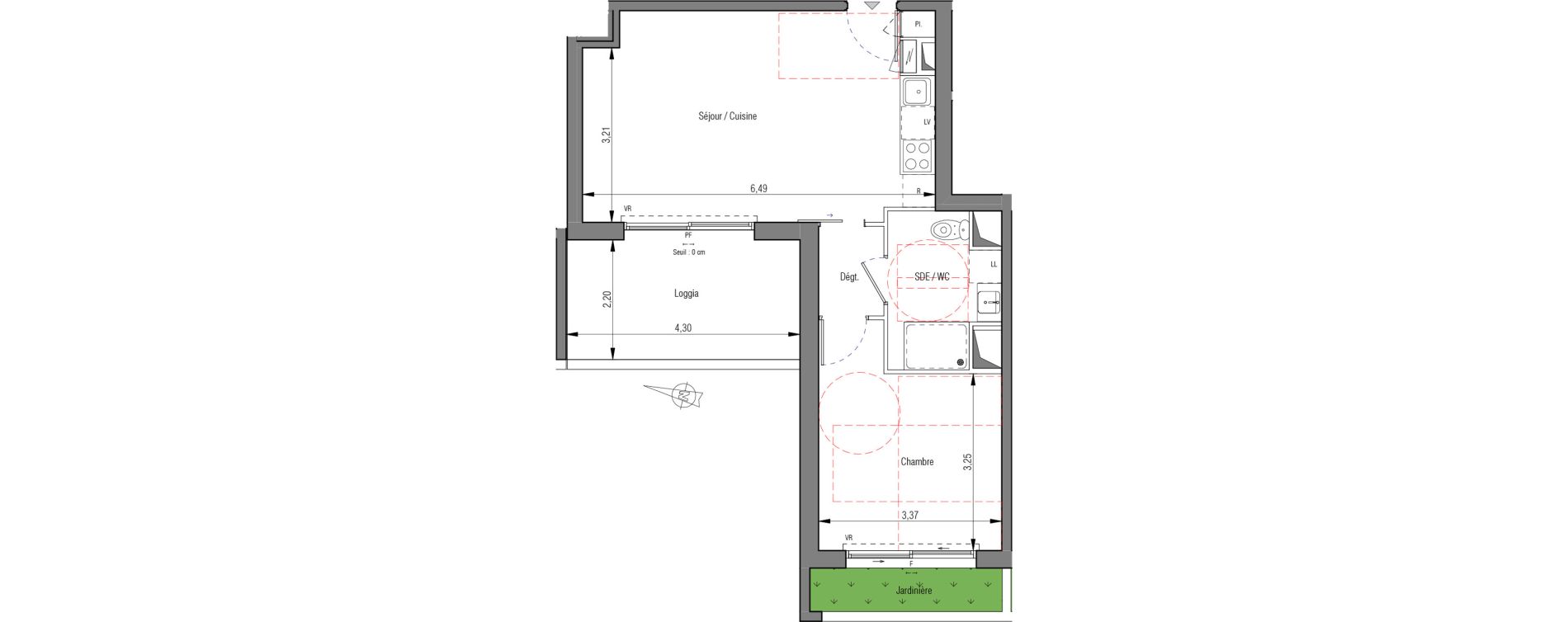 Appartement T2 de 43,10 m2 &agrave; Montpellier La pompignane