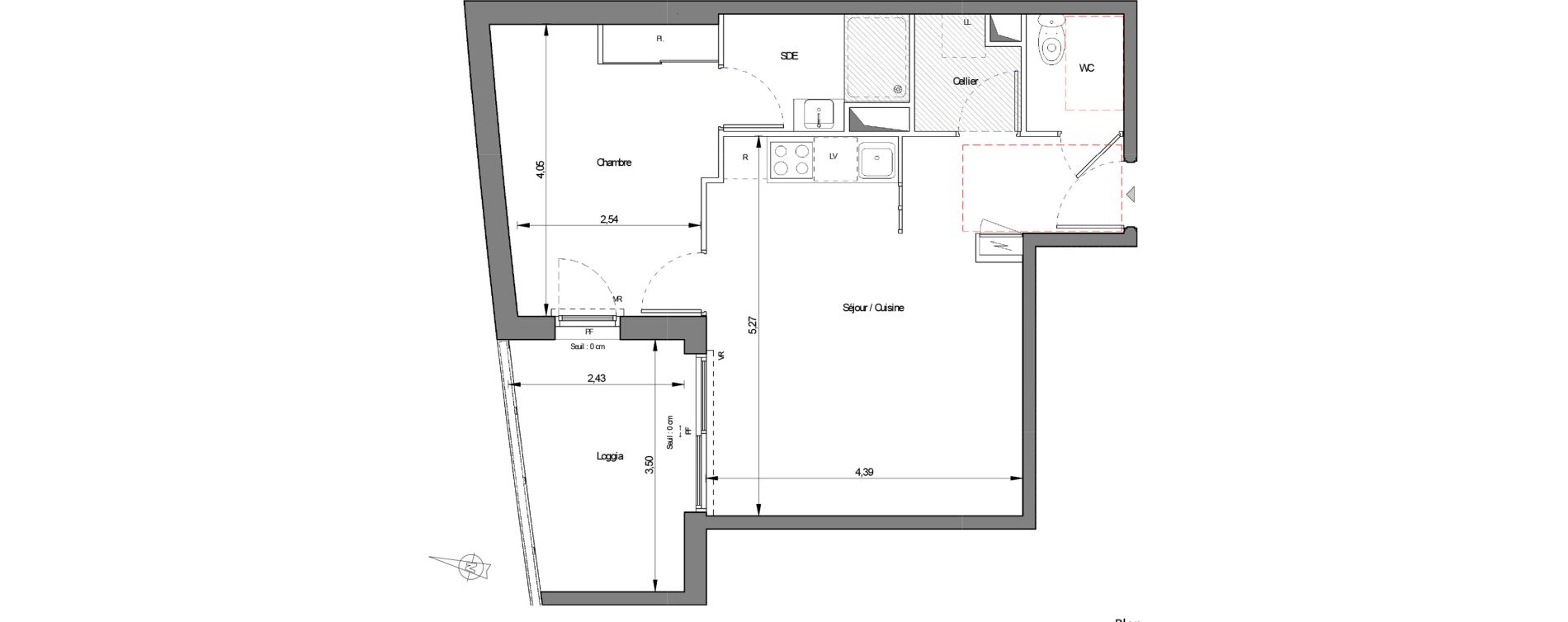 Appartement T2 de 44,00 m2 &agrave; Montpellier La pompignane