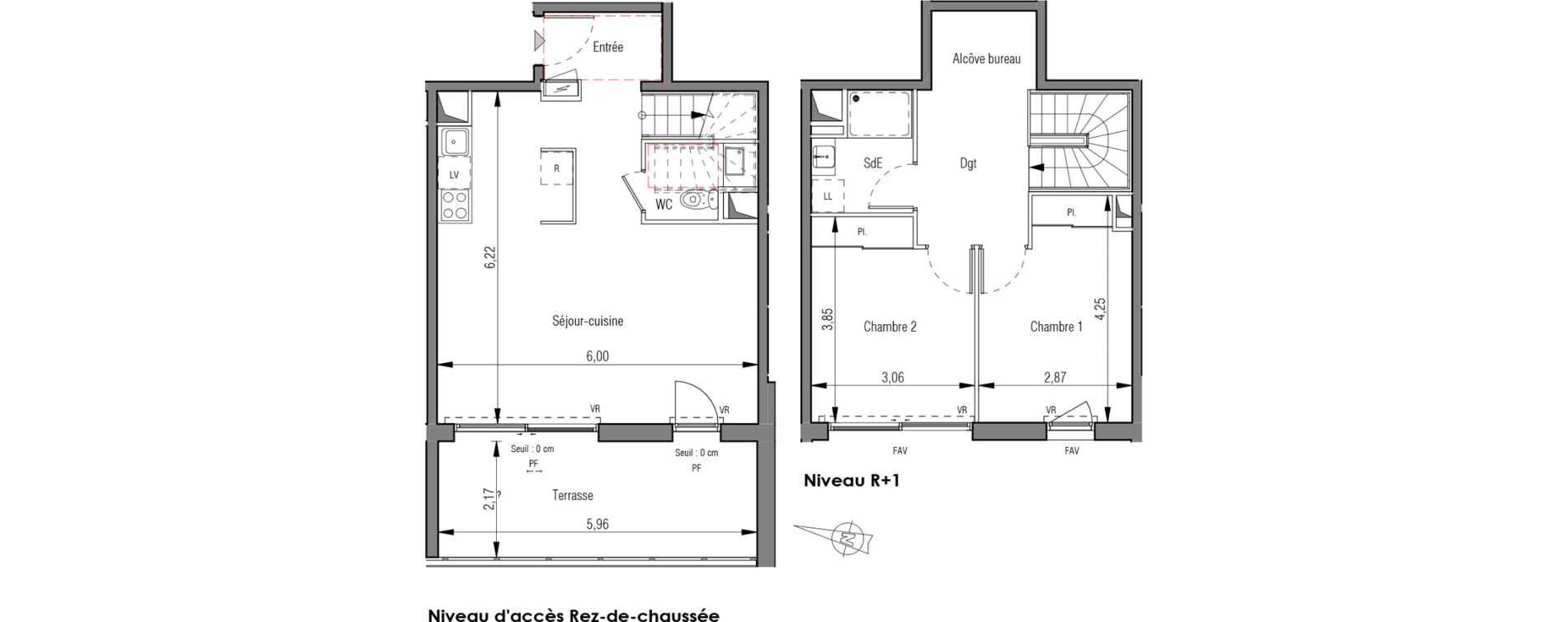 Duplex T3 de 70,70 m2 &agrave; Montpellier La pompignane