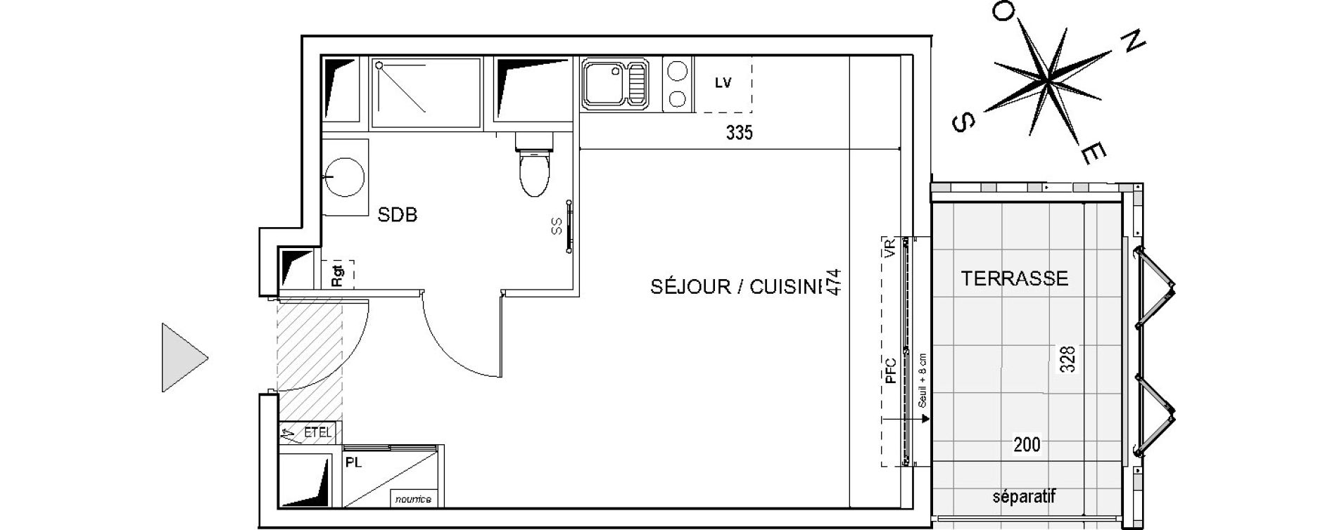 Appartement T1 de 27,50 m2 &agrave; Montpellier Pres d arenes