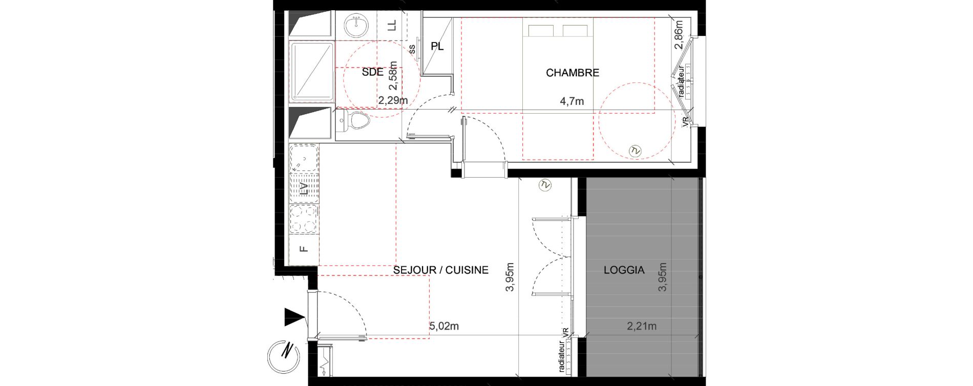 Appartement T2 de 43,14 m2 &agrave; Montpellier Celleneuve
