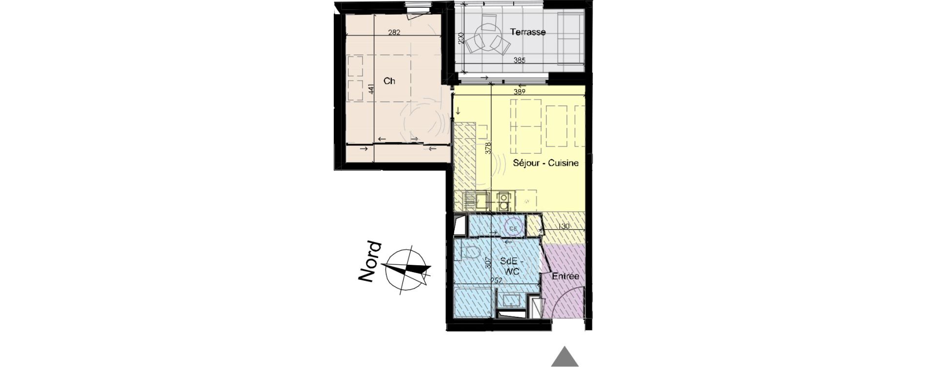 Appartement T2 de 38,59 m2 &agrave; Montpellier Les arceaux