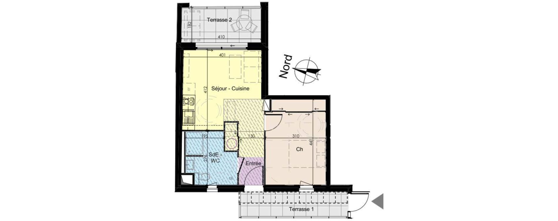 Appartement T2 de 41,11 m2 &agrave; Montpellier Les arceaux