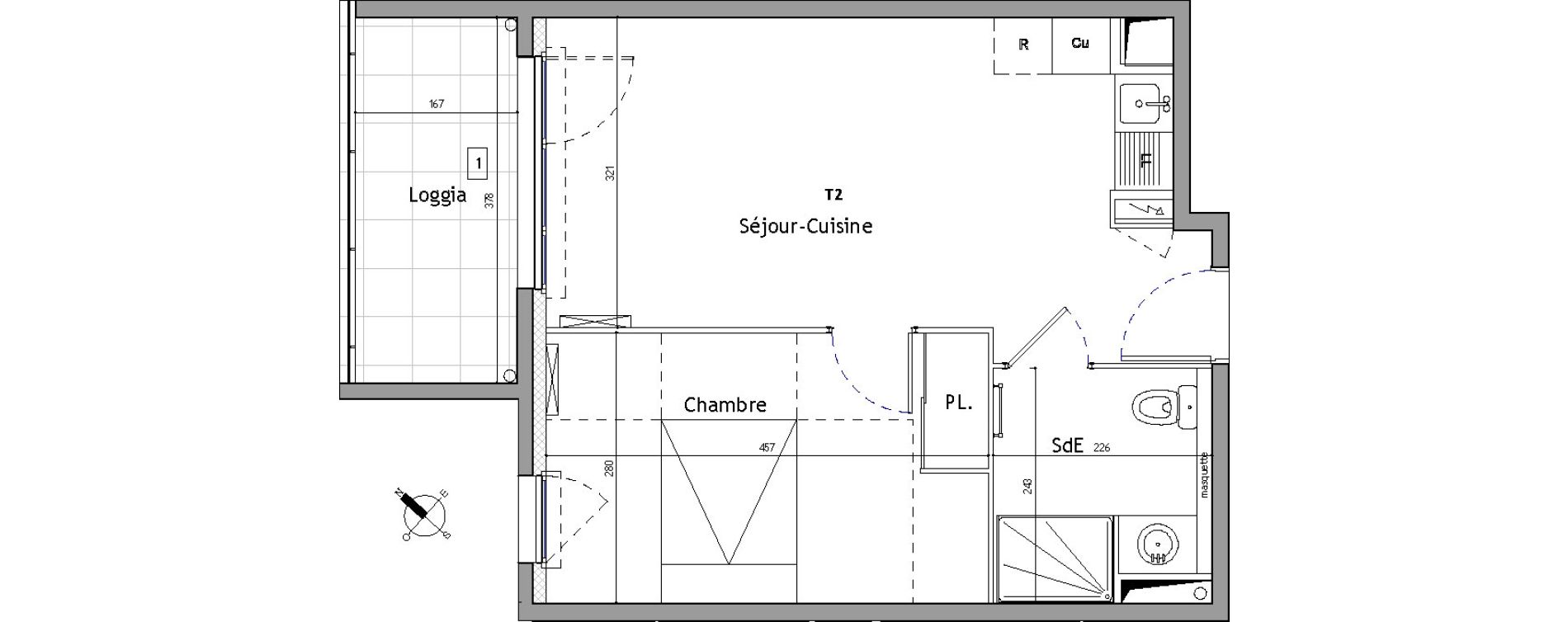 Appartement T2 de 38,30 m2 &agrave; Montpellier Hopitaux-facultes