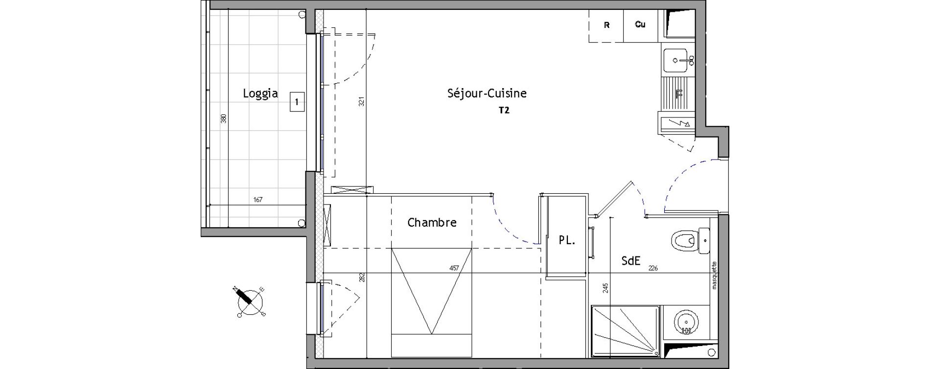 Appartement T2 de 38,50 m2 &agrave; Montpellier Hopitaux-facultes